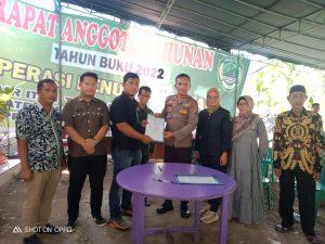 Jajaran Polres PALI Hadiri Giat Rapat Anggota Tahunan Koperasi Lestari Mitra PT Abu Rahmi