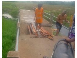 Miris!, Belum Sampai Dua Tahun, Jembatan Titian di Desa Pengabuan Sudah Ambruk