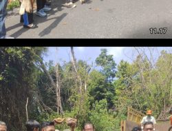Sinergi Polri dan Masyarakat, Polsek Penukal Utara Gelar Aksi Bersih Desa di Tanding Marga