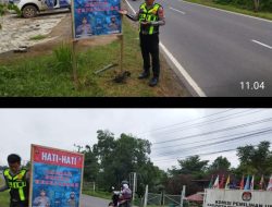 Wujudkan Kamseltibcarlantas dan Antisipasi 3C, Sat Lantas Polres PALI Pasang Banner Himbauan