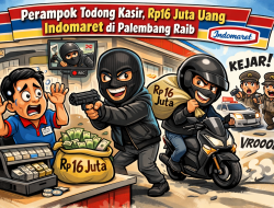 Perampok Todong Kasir, Rp16 Juta Uang Indomaret di Palembang Raib